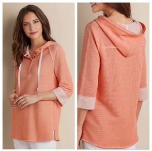 Soft Surroundings Just Beachy Orange Peach Pullover Large